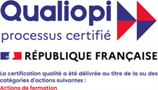 Logo Qualiopi, processus certifié, République française